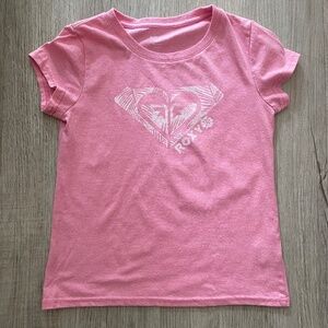 Roxy Heathered Pink Logo T-Shirt - Kids’ Size M (10/12)